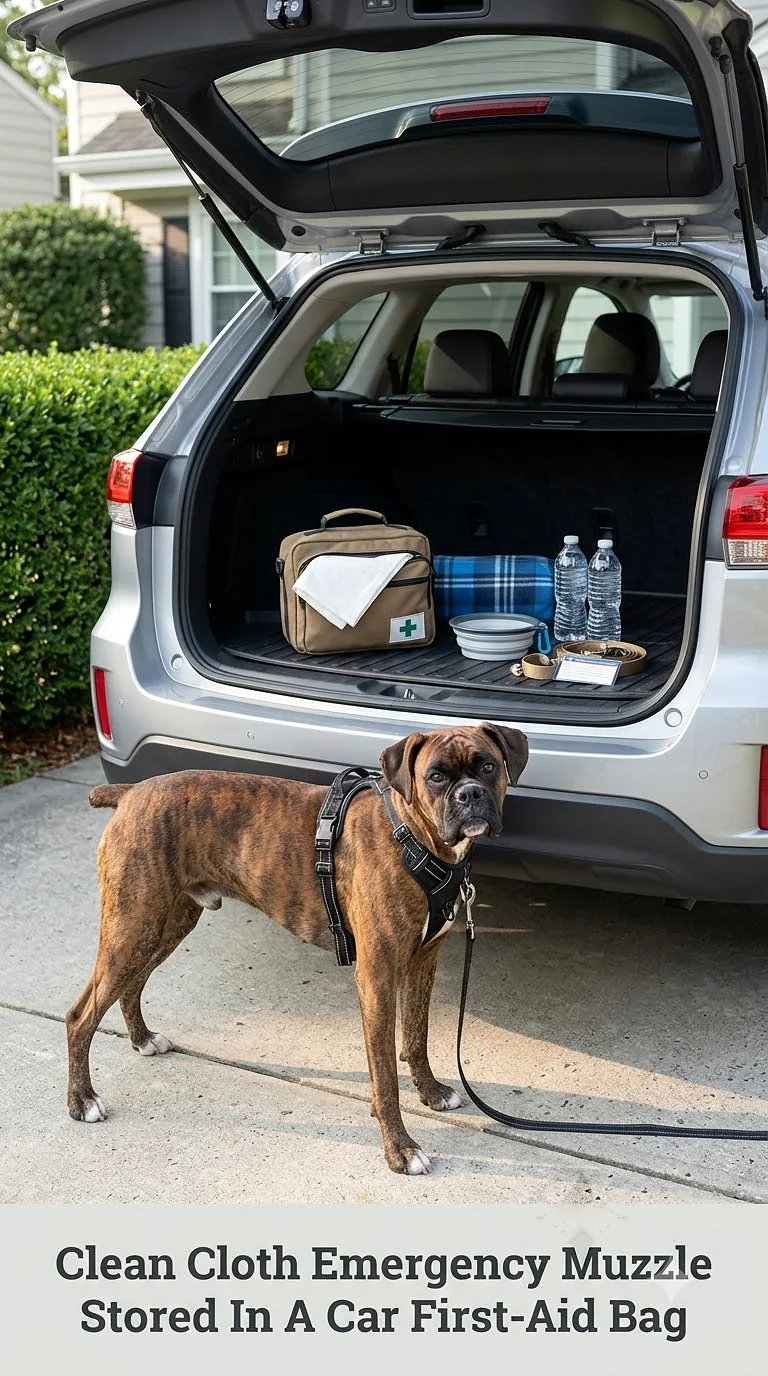 Clean Cloth Emergency Muzzle Stored In A Car First-Aid Bag