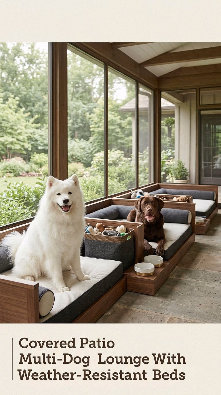 Covered Patio Multi-Dog Lounge With Weather-Resistant Beds