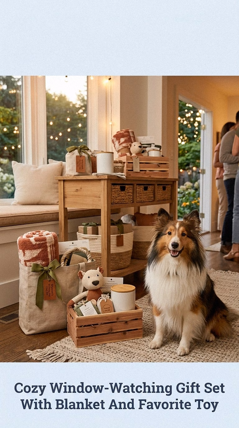 Cozy Window-Watching Gift Set With Blanket And Favorite Toy