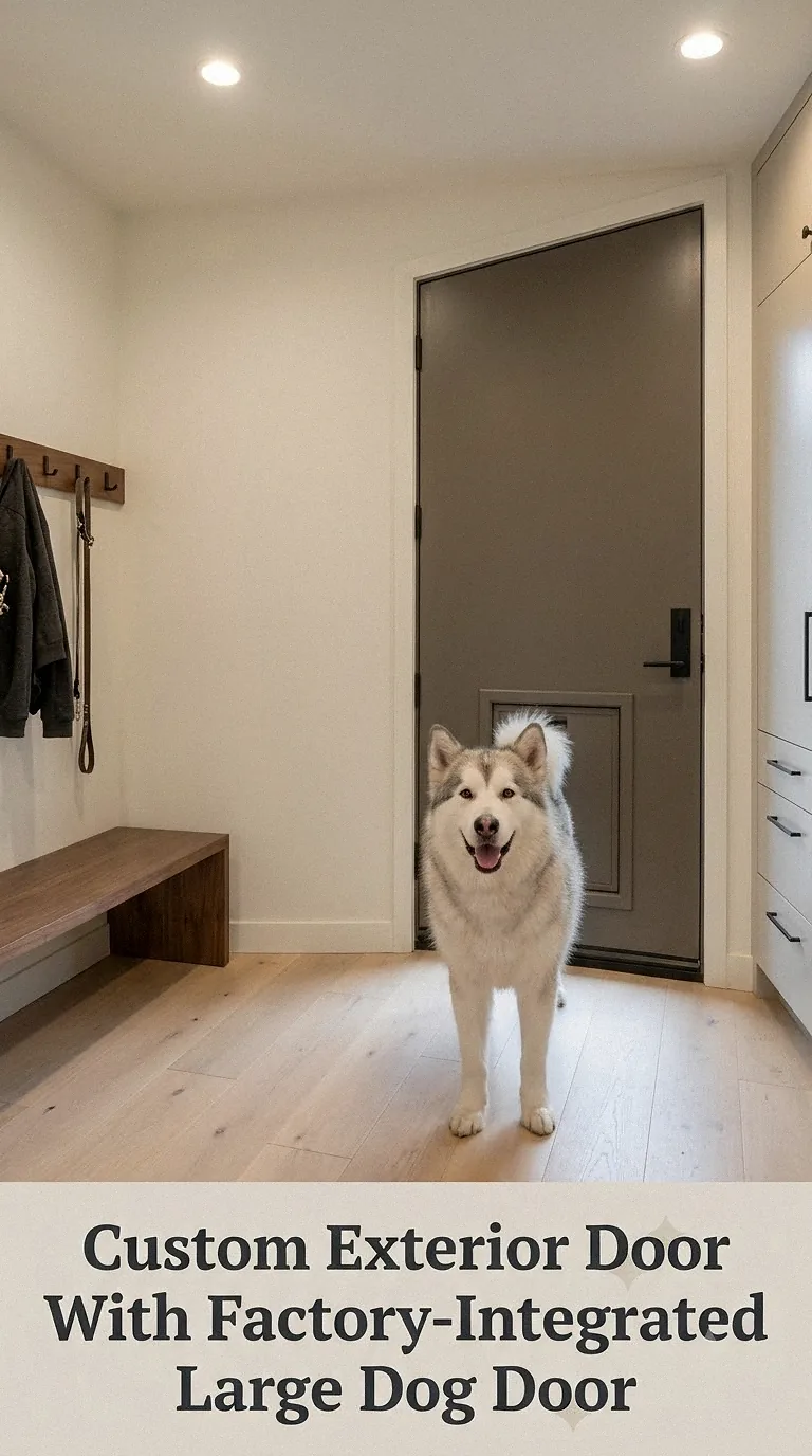 Custom Exterior Door With Factory-Integrated Large Dog Door