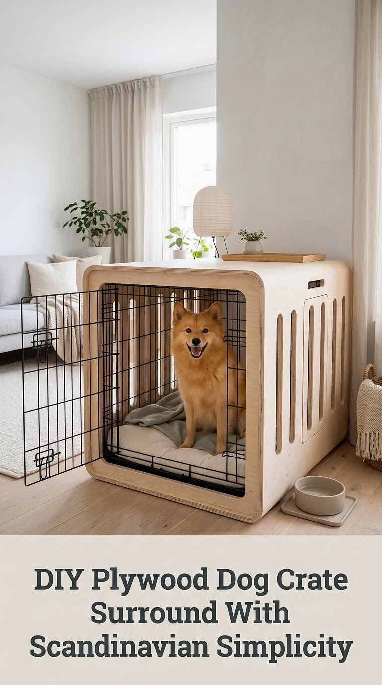 DIY Plywood Dog Crate Surround With Scandinavian Simplicity