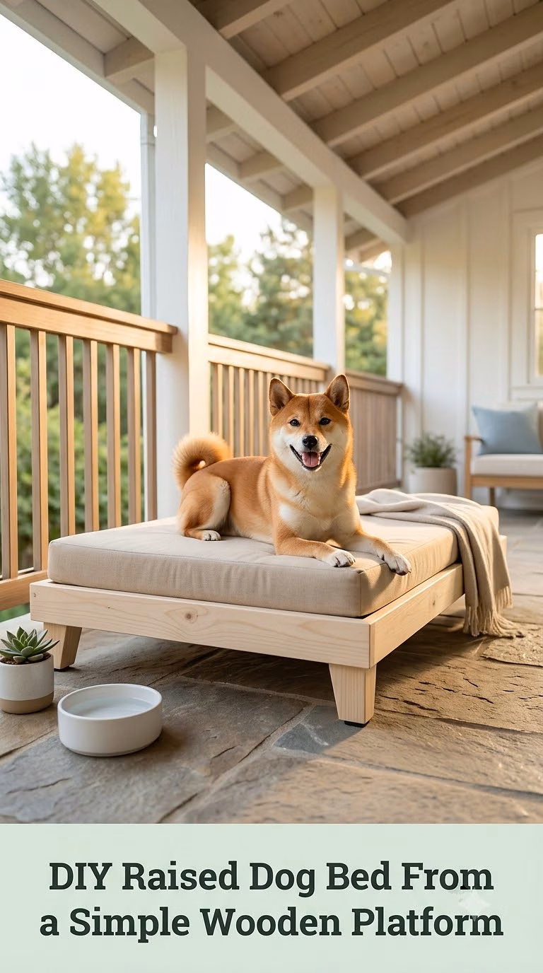 DIY Raised Dog Bed From a Simple Wooden Platform