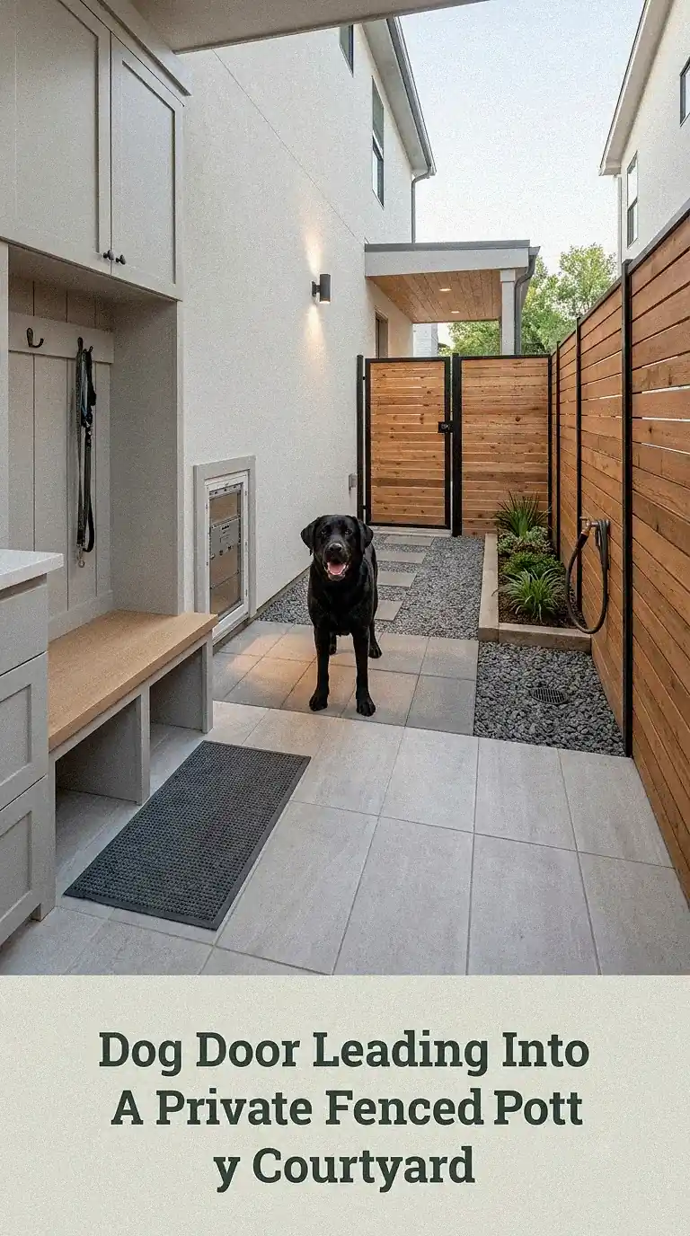 Dog Door Leading Into A Private Fenced Potty Courtyard