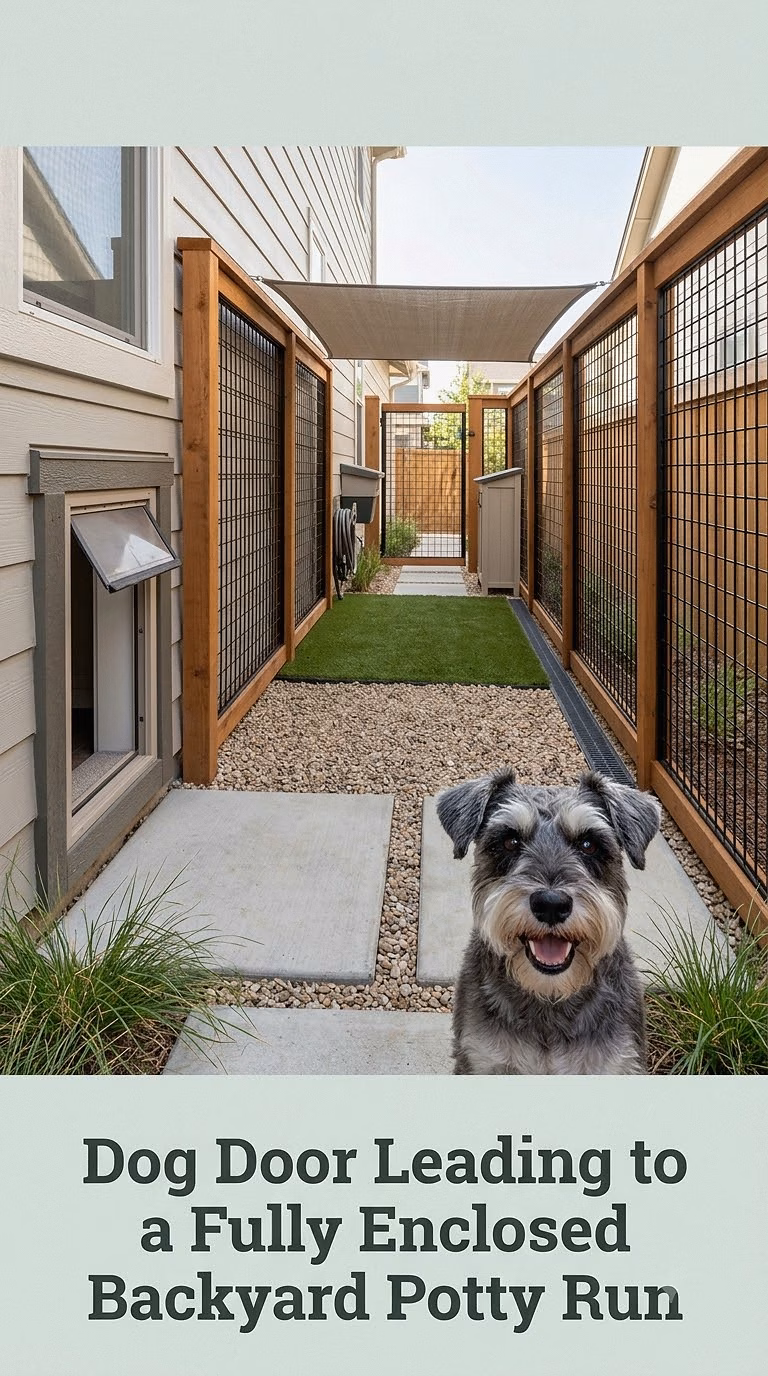 Dog Door Leading to a Fully Enclosed Backyard Potty Run