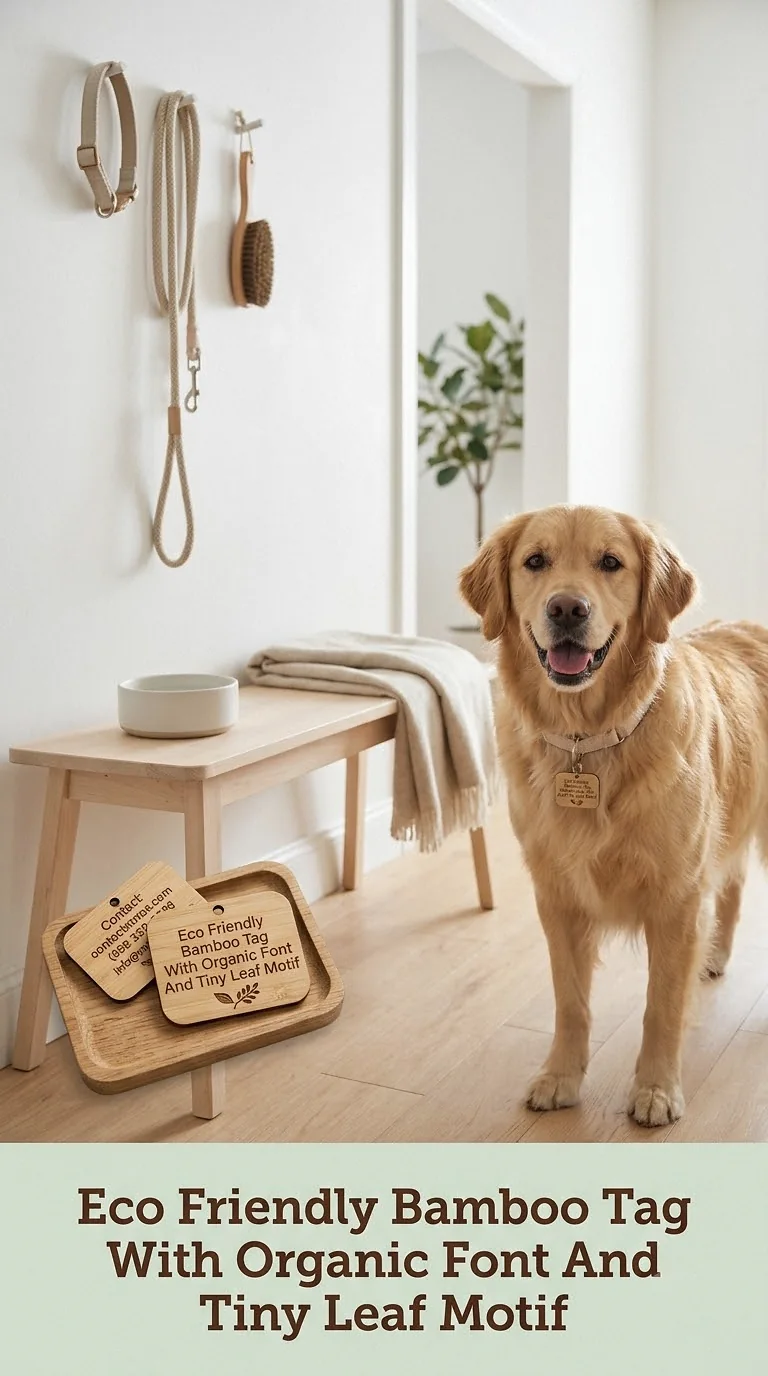 Eco Friendly Bamboo Tag With Organic Font And Tiny Leaf Motif