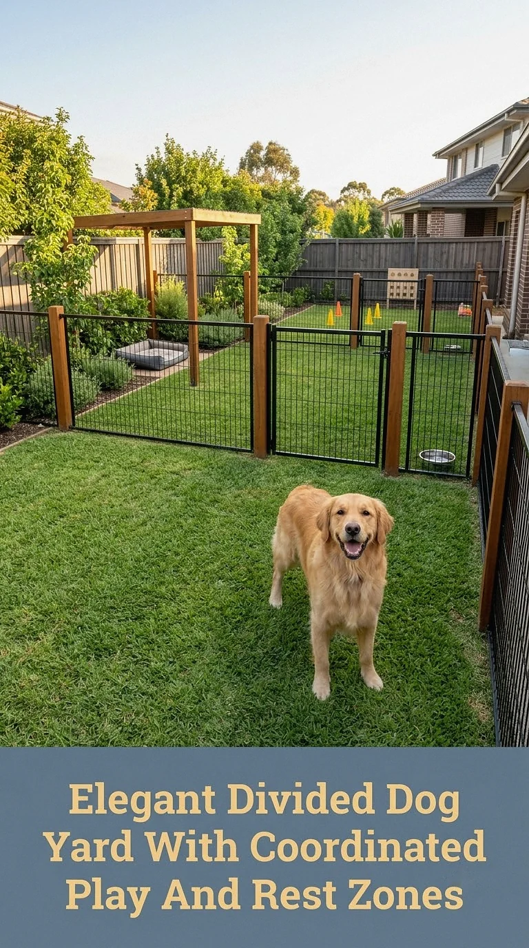Elegant Divided Dog Yard With Coordinated Play And Rest Zones