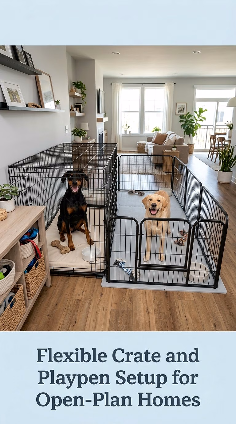 Flexible Crate and Playpen Setup for Open-Plan Homes
