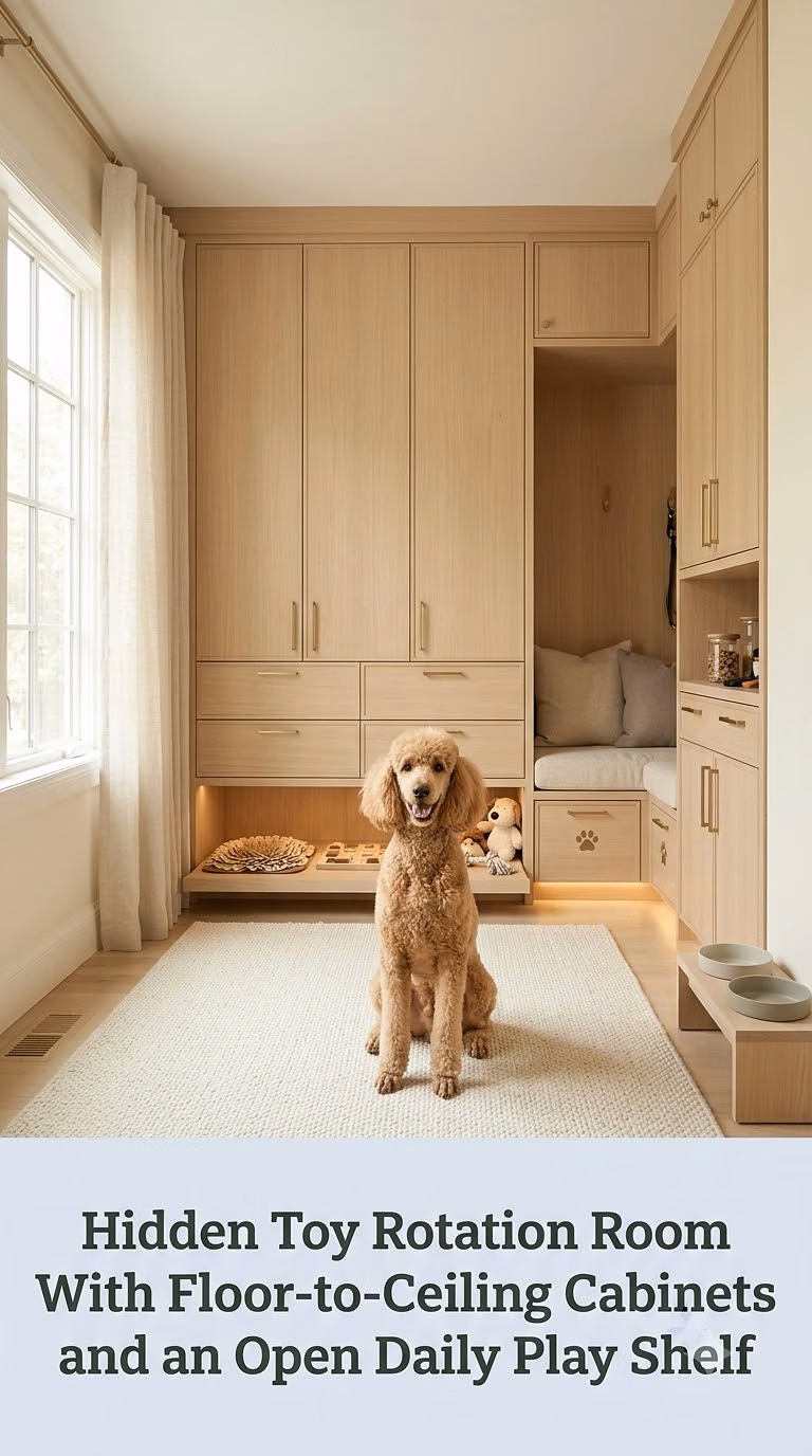 18. Hidden Toy Rotation Room With Floor-to-Ceiling Cabinets and an Open Daily Play Shelf