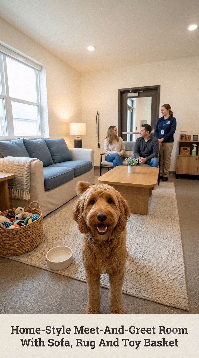 Home-Style Meet-And-Greet Room With Sofa, Rug And Toy Basket