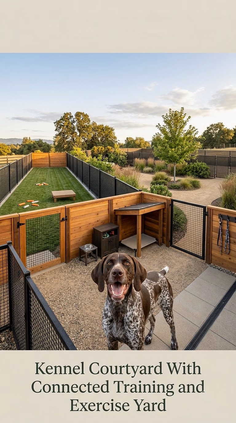 Kennel Courtyard With Connected Training and Exercise Yard