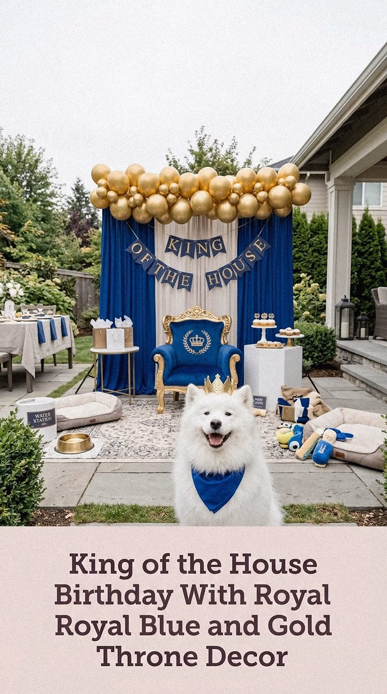 King of the House Birthday With Royal Blue and Gold Throne Decor