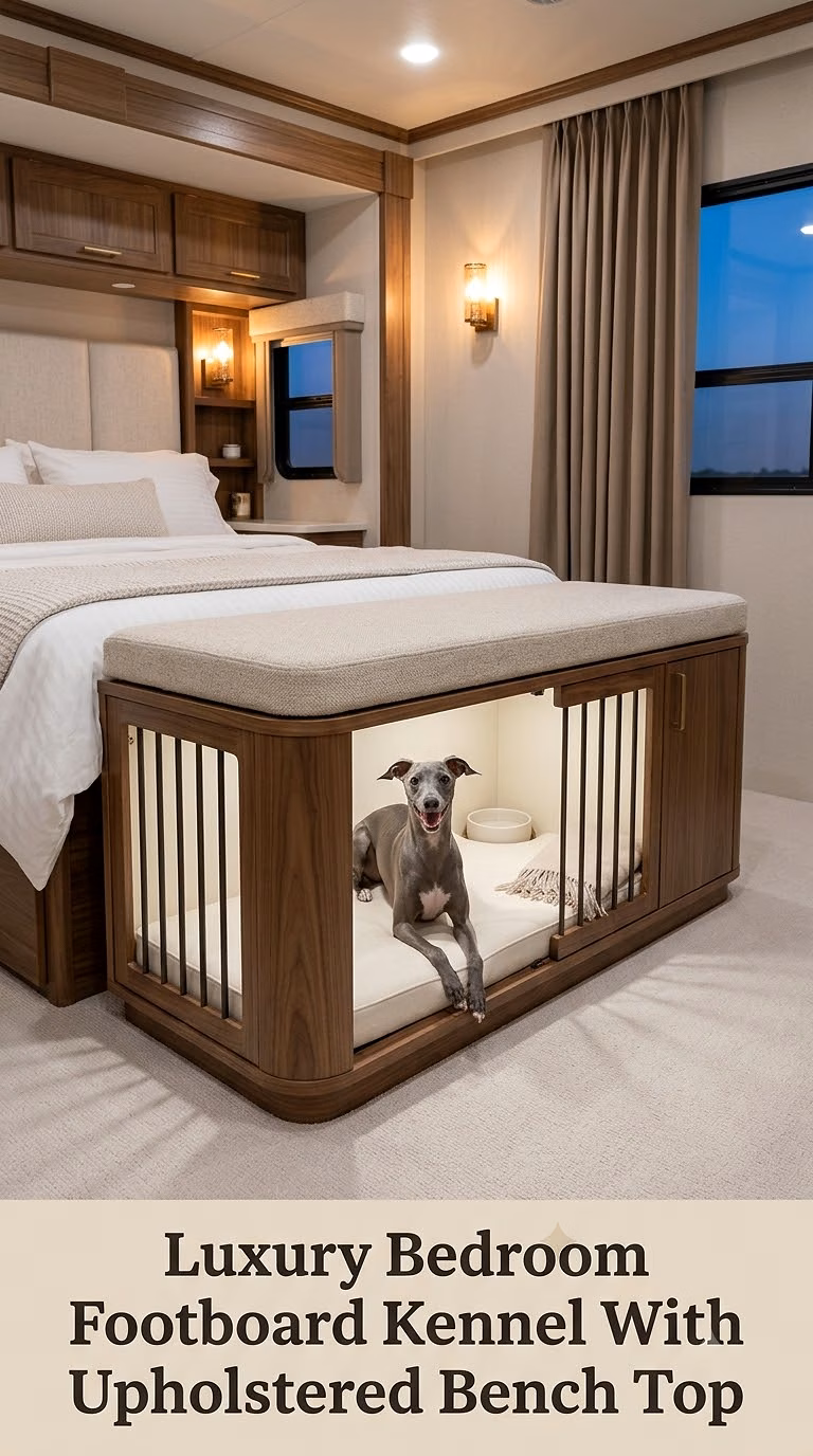 Luxury Bedroom Footboard Kennel With Upholstered Bench Top