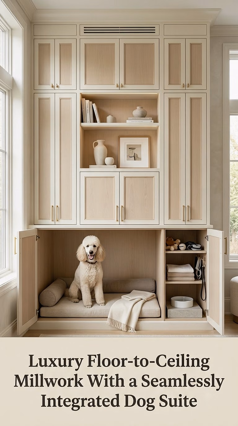 Luxury Floor-to-Ceiling Millwork With a Seamlessly Integrated Dog Suite