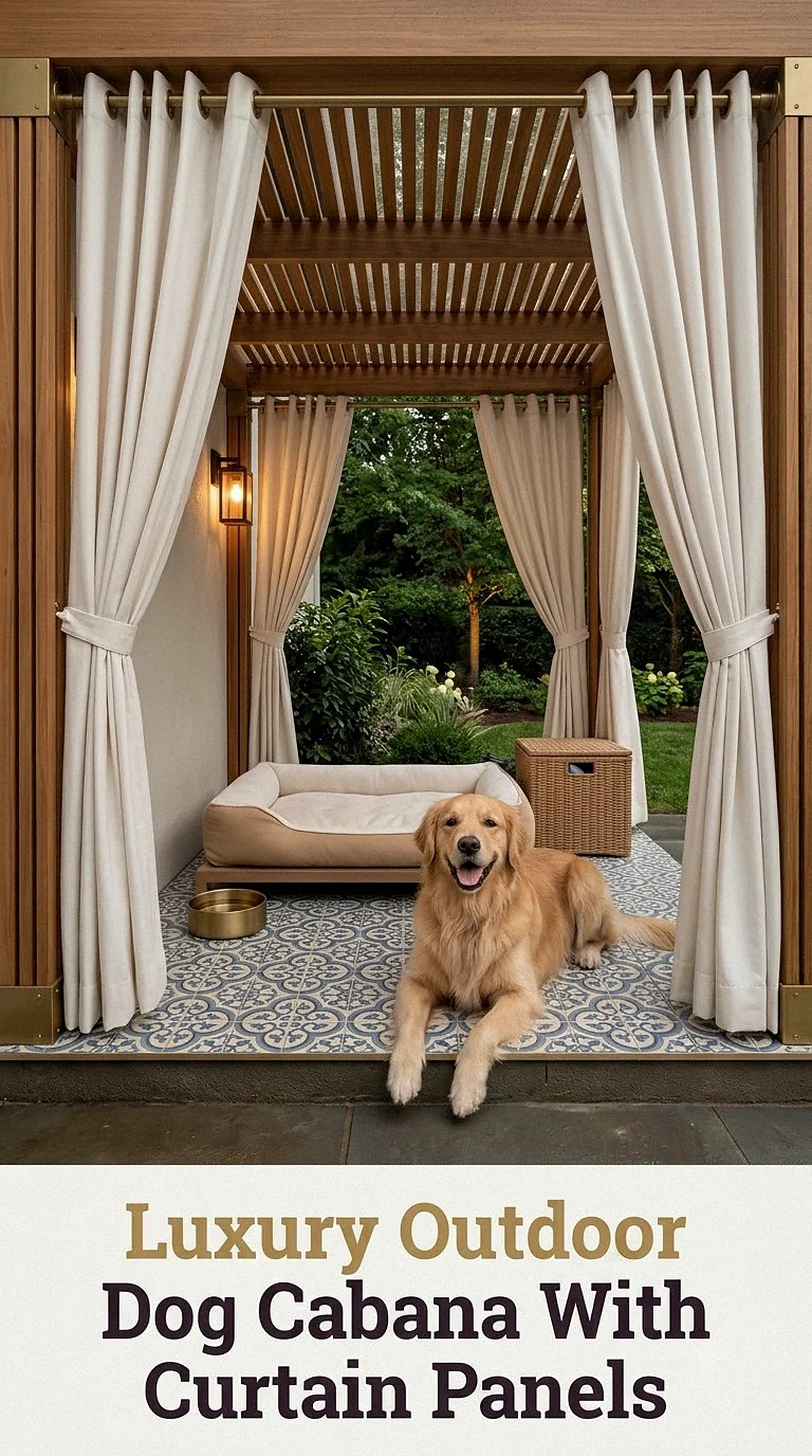 Luxury Outdoor Dog Cabana With Curtain Panels