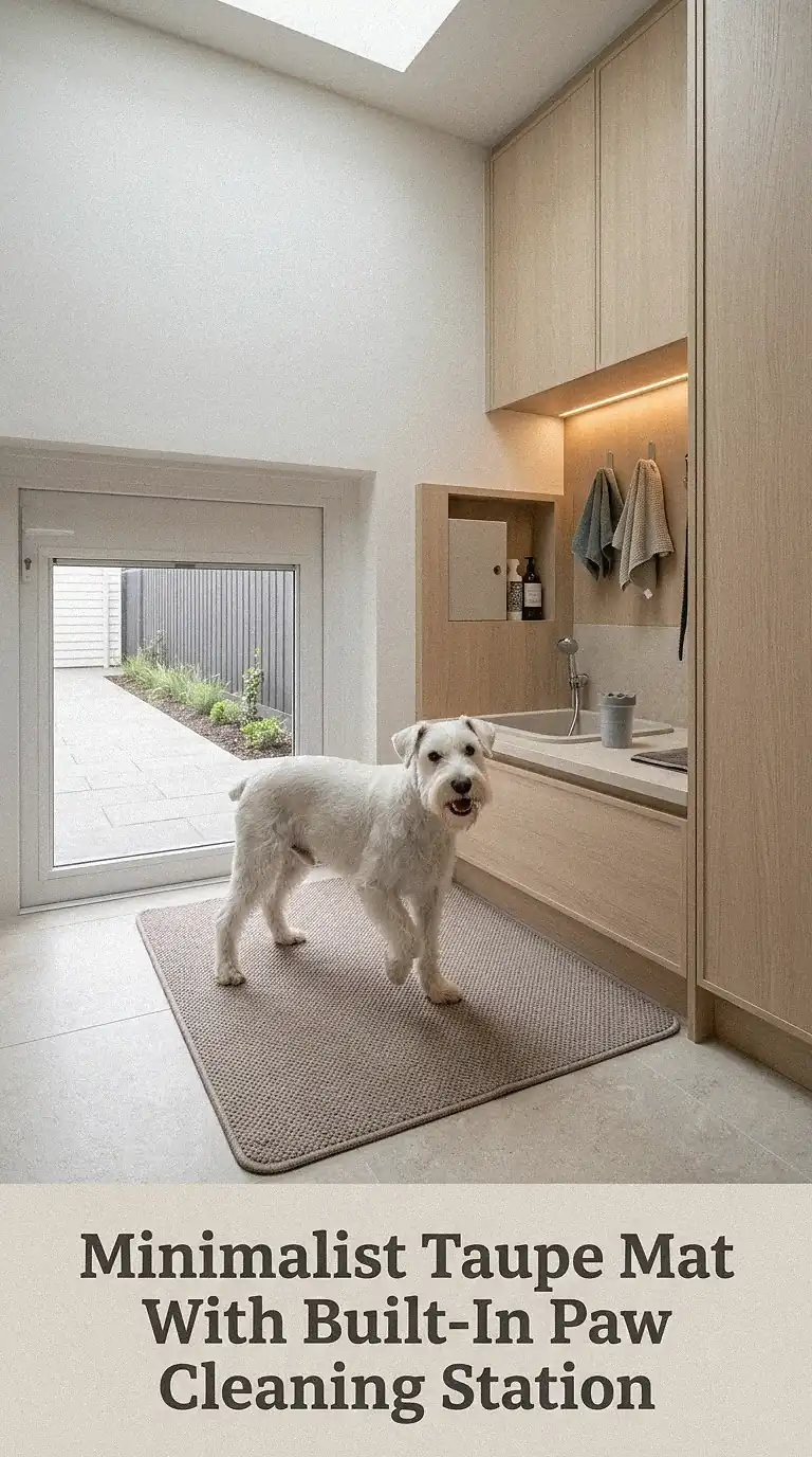 Minimalist Taupe Mat With Built-In Paw Cleaning Station