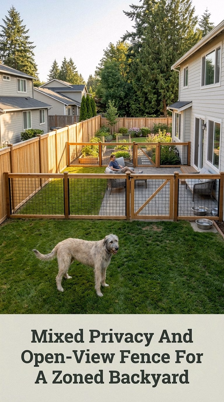 Mixed Privacy And Open-View Fence For A Zoned Backyard