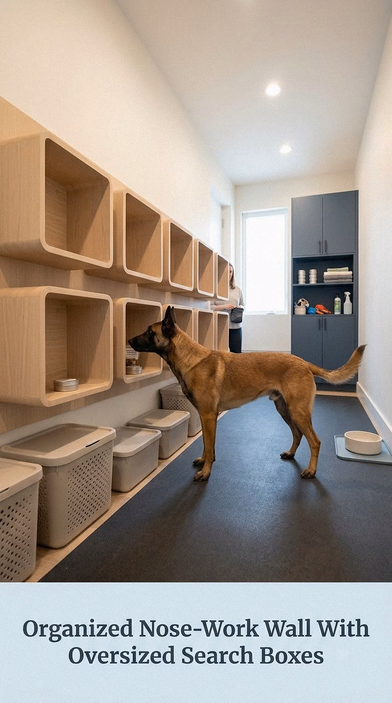Organized Nose-Work Wall With Oversized Search Boxes