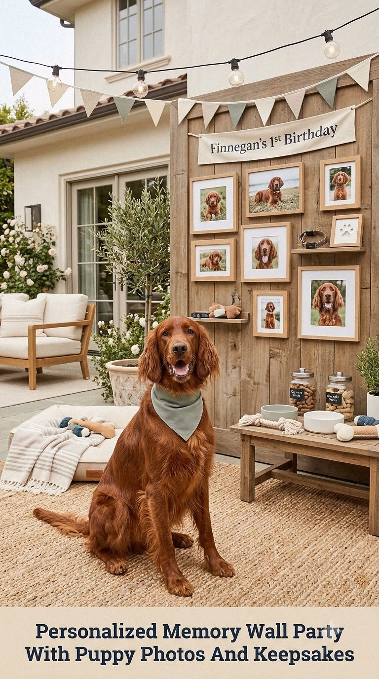 Personalized Memory Wall Party With Puppy Photos And Keepsakes