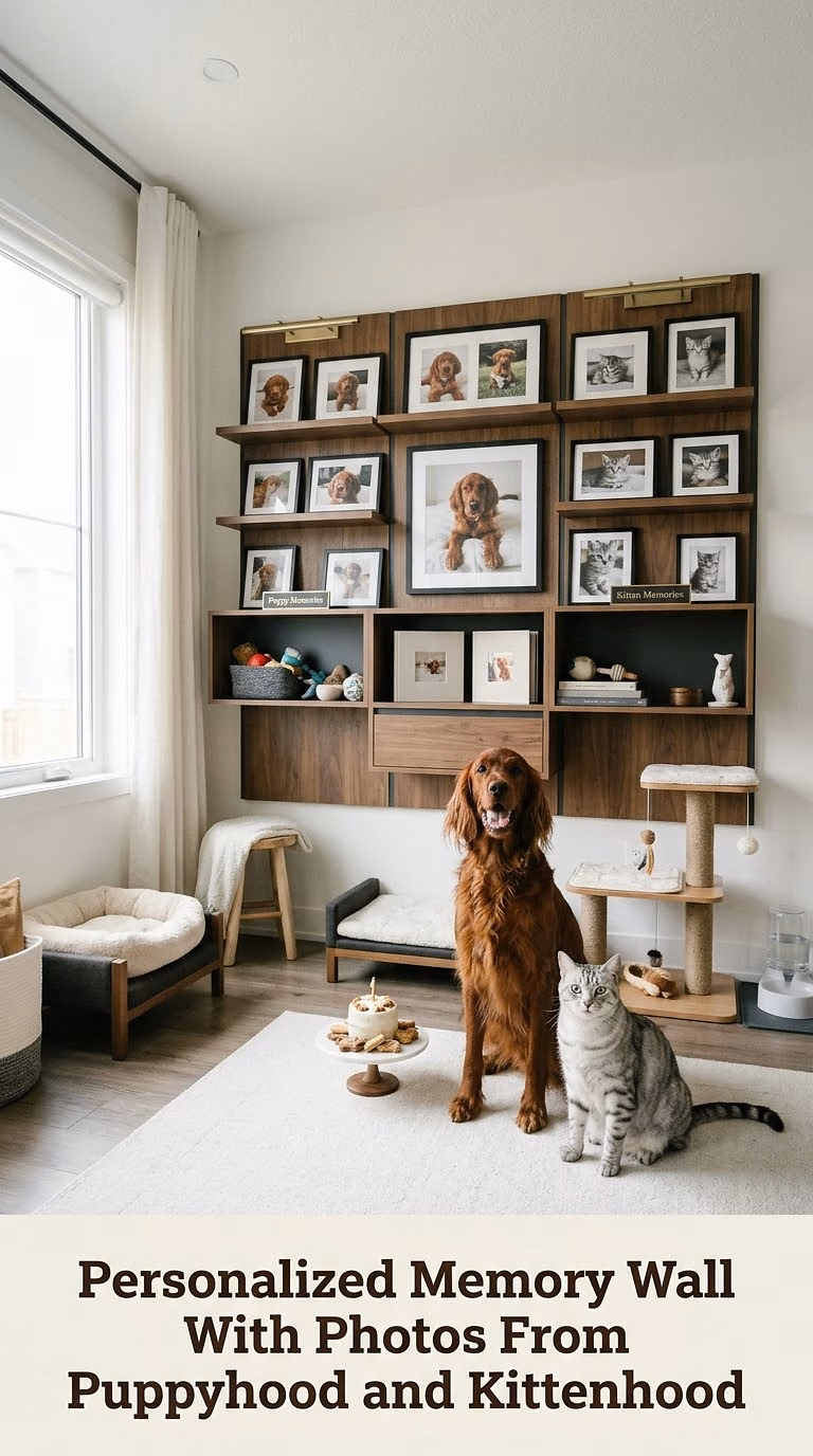 Personalized Memory Wall With Photos From Puppyhood and Kittenhood