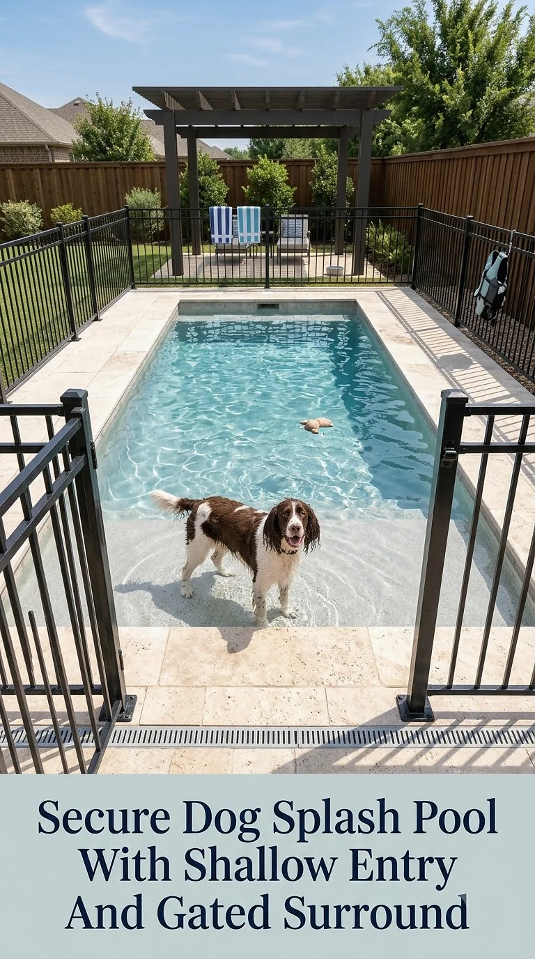 Secure Dog Splash Pool With Shallow Entry And Gated Surround