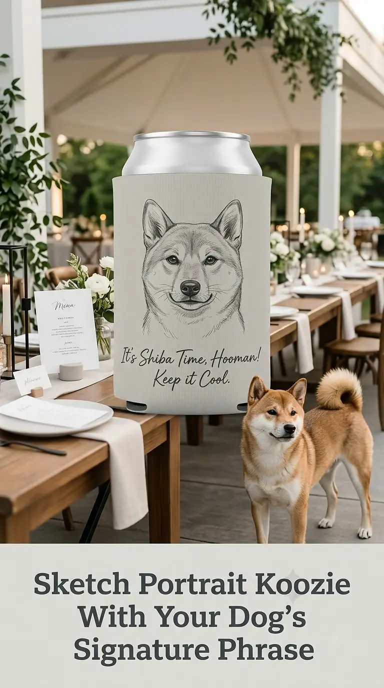 18_ Sketch Portrait Koozie With Your Dog’s Signature Phrase_local
