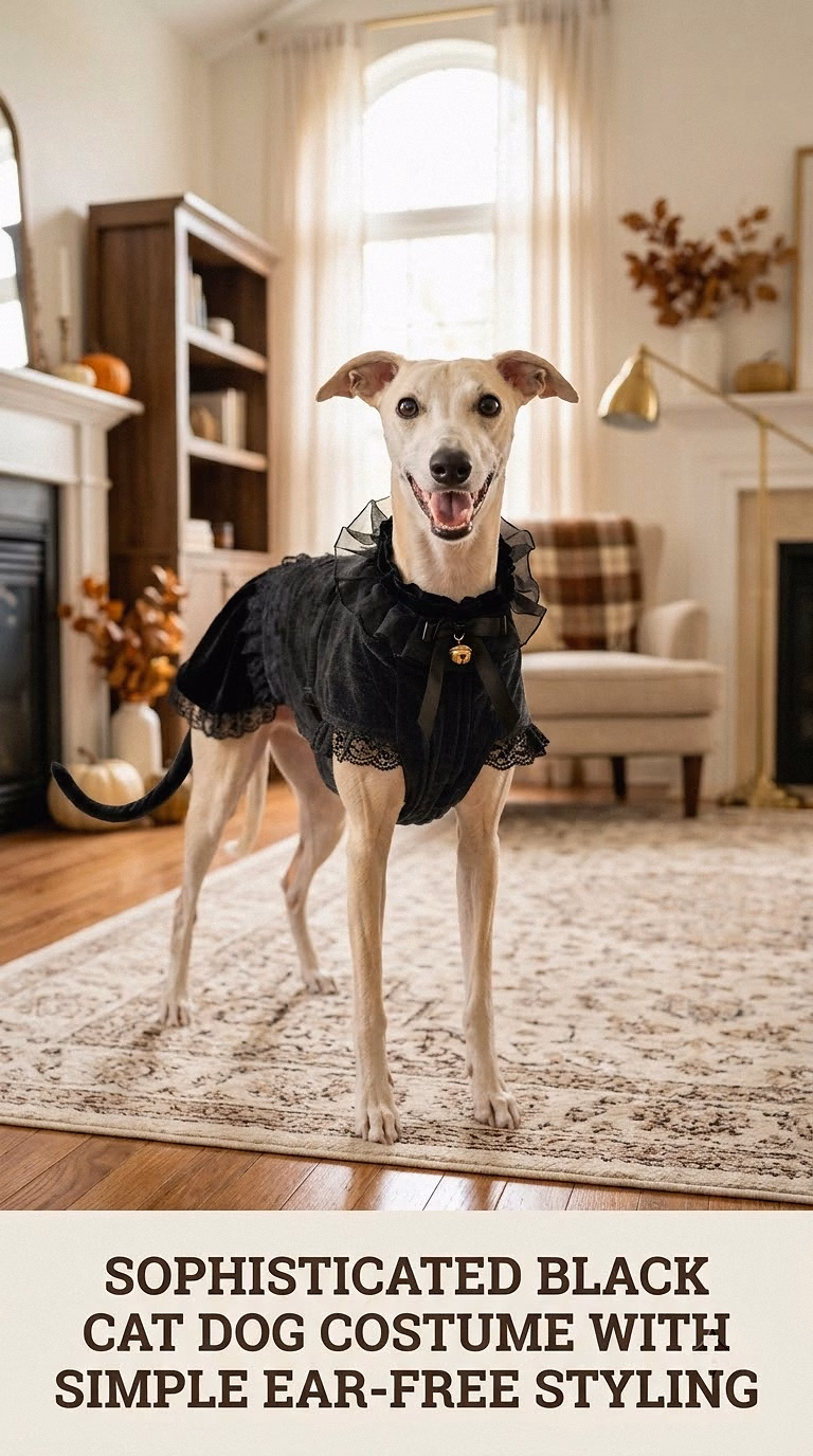 Sophisticated Black Cat Dog Costume With Simple Ear-Free Styling