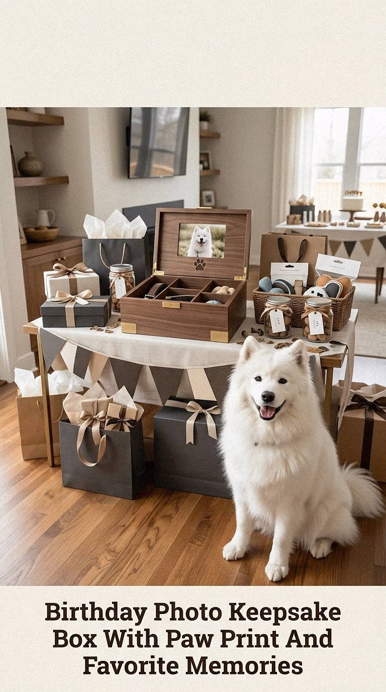 Birthday Photo Keepsake Box With Paw Print And Favorite Memories
