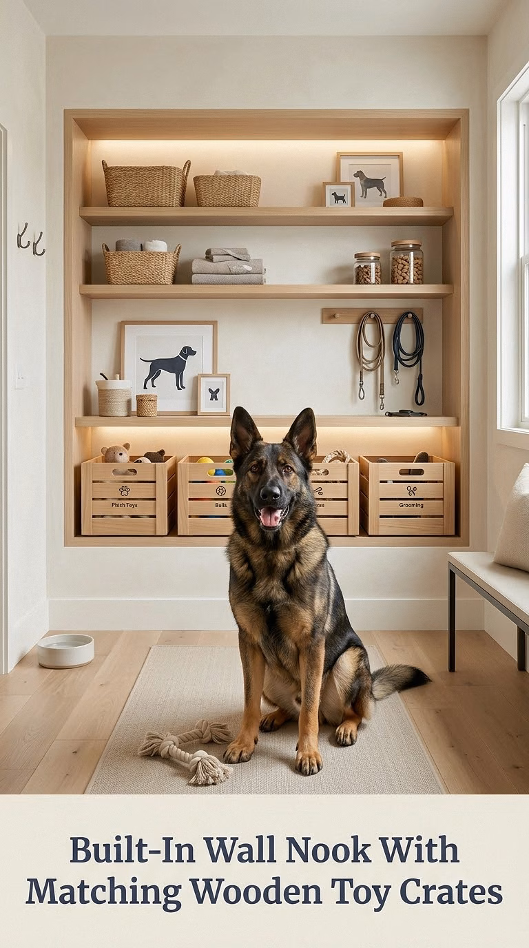 Built-In Wall Nook With Matching Wooden Toy Crates