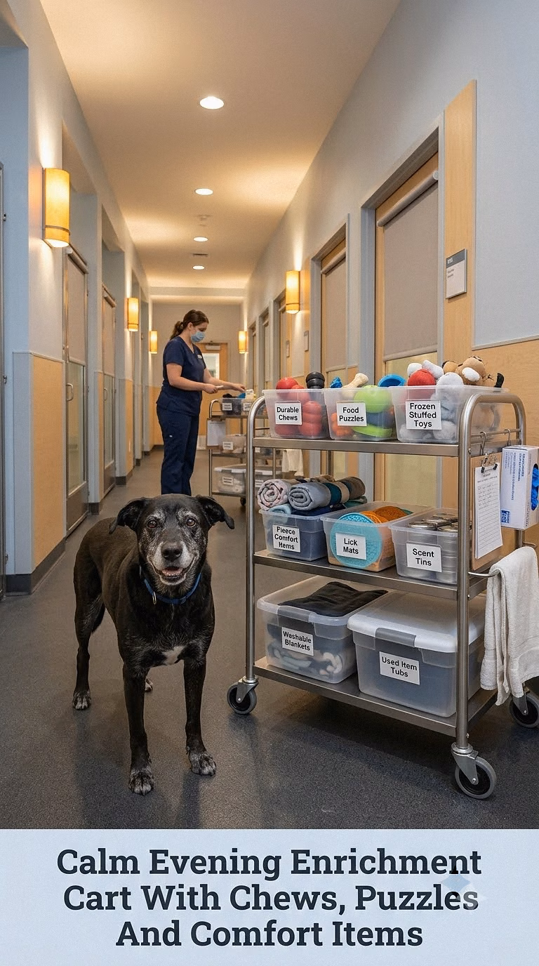 Calm Evening Enrichment Cart With Chews, Puzzles And Comfort Items