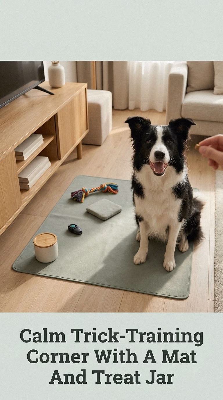 Calm Trick-Training Corner With A Mat And Treat Jar