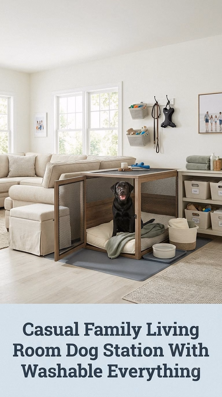 Casual Family Living Room Dog Station With Washable Everything