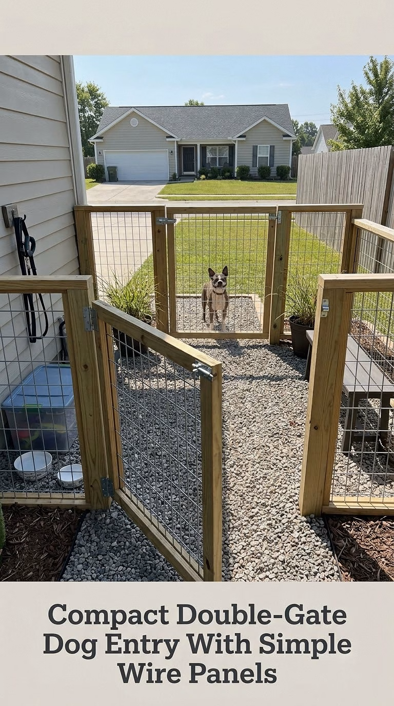 Compact Double-Gate Dog Entry With Simple Wire Panels