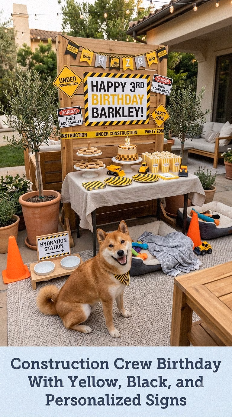 Construction Crew Birthday With Yellow, Black, and Personalized Signs