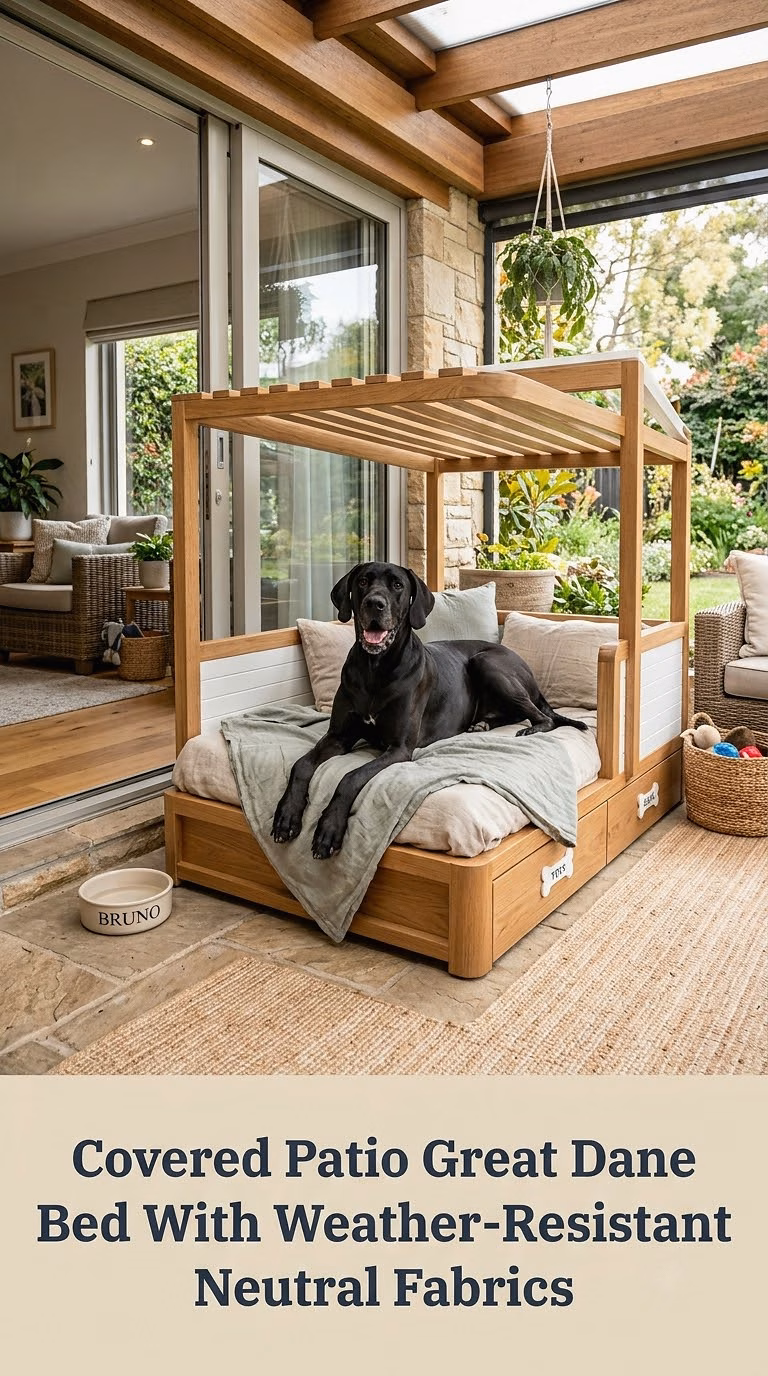 Covered Patio Great Dane Bed With Weather-Resistant Neutral Fabrics