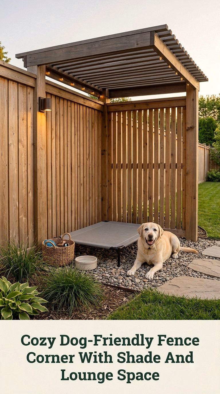 Cozy Dog-Friendly Fence Corner With Shade And Lounge Space
