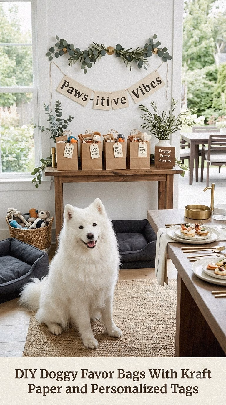 DIY Doggy Favor Bags With Kraft Paper and Personalized Tags