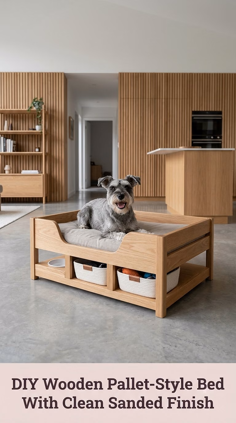 DIY Wooden Pallet-Style Bed With Clean Sanded Finish