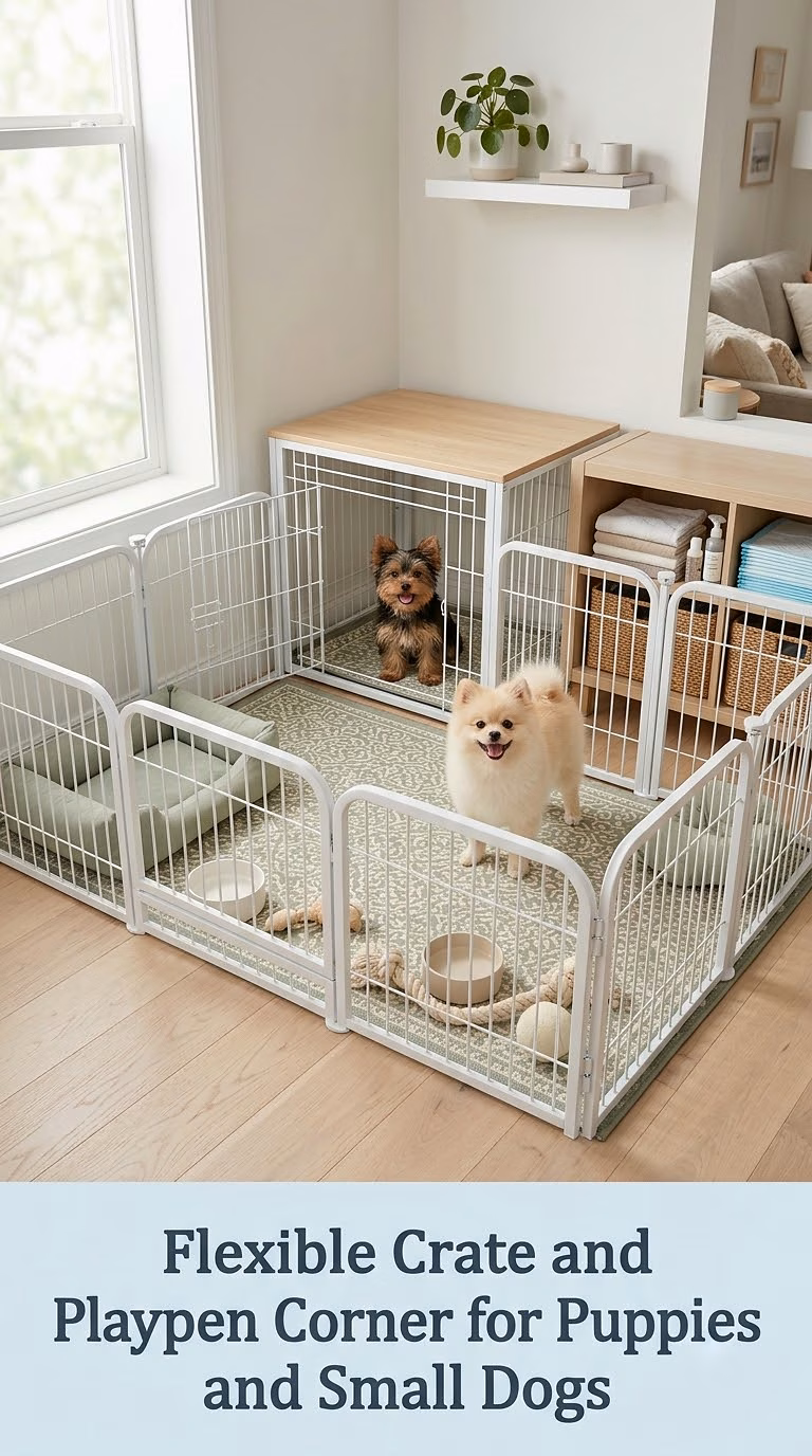 Flexible Crate and Playpen Corner for Puppies and Small Dogs