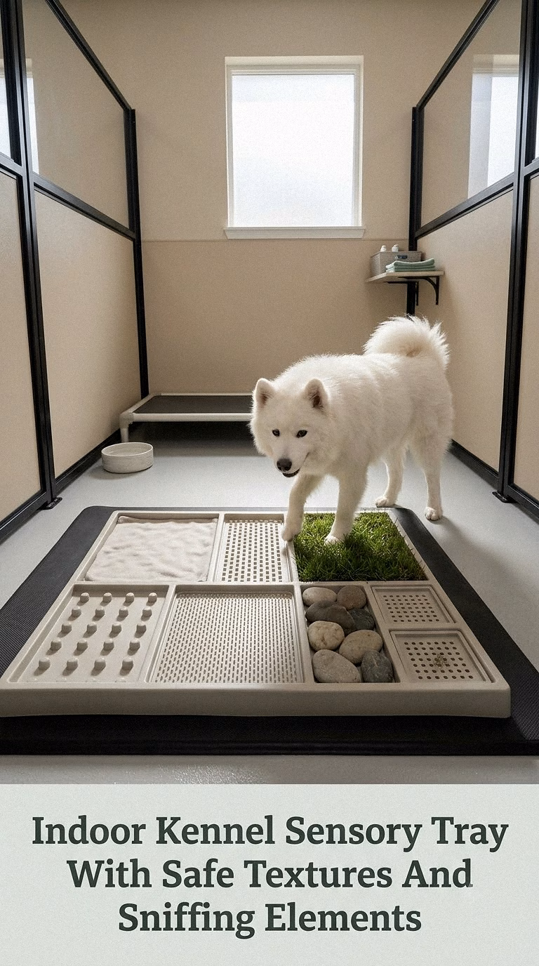Indoor Kennel Sensory Tray With Safe Textures And Sniffing Elements