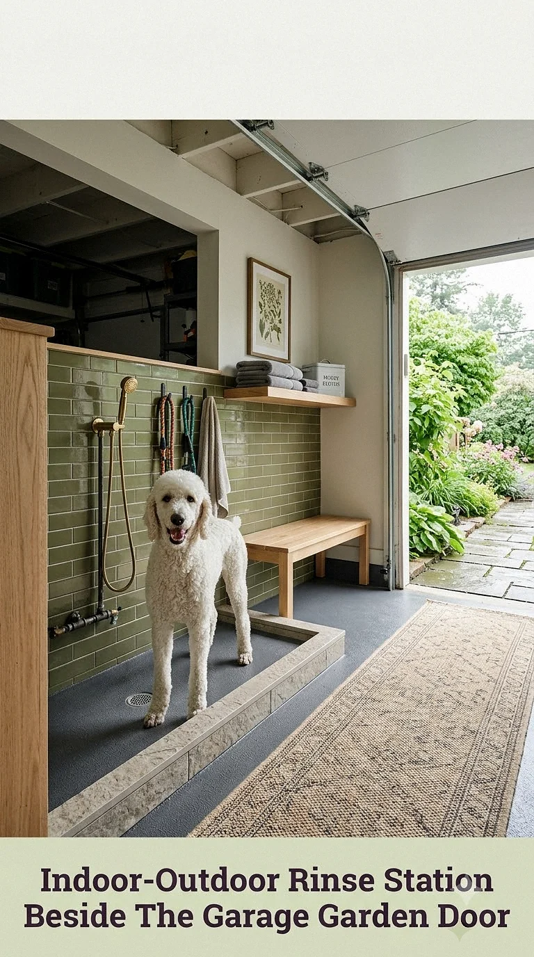 Indoor-Outdoor Rinse Station Beside The Garage Garden Door