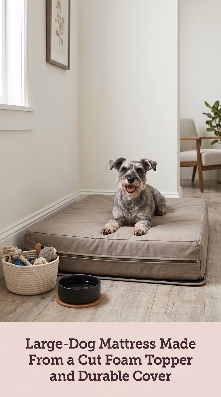 Large-Dog Mattress Made From a Cut Foam Topper and Durable Cover