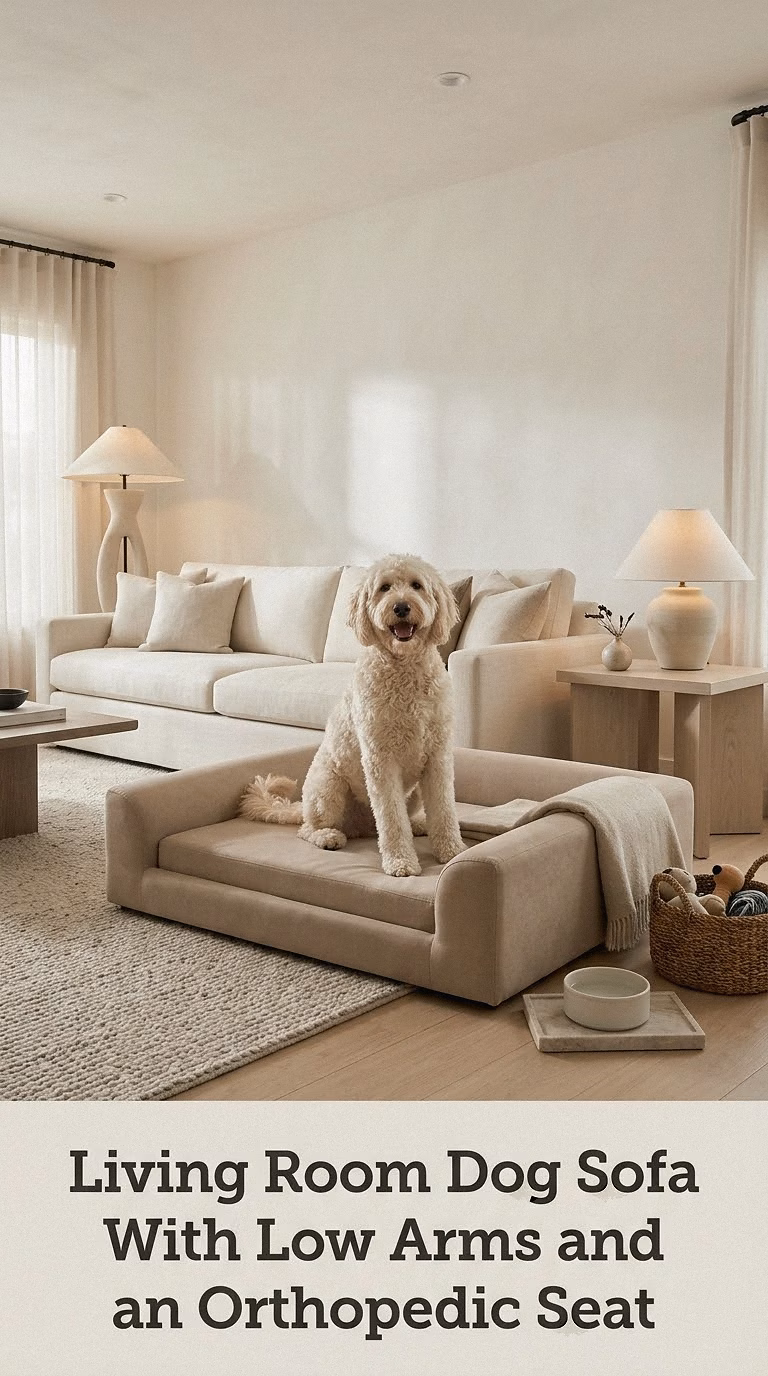 Living Room Dog Sofa With Low Arms and an Orthopedic Seat