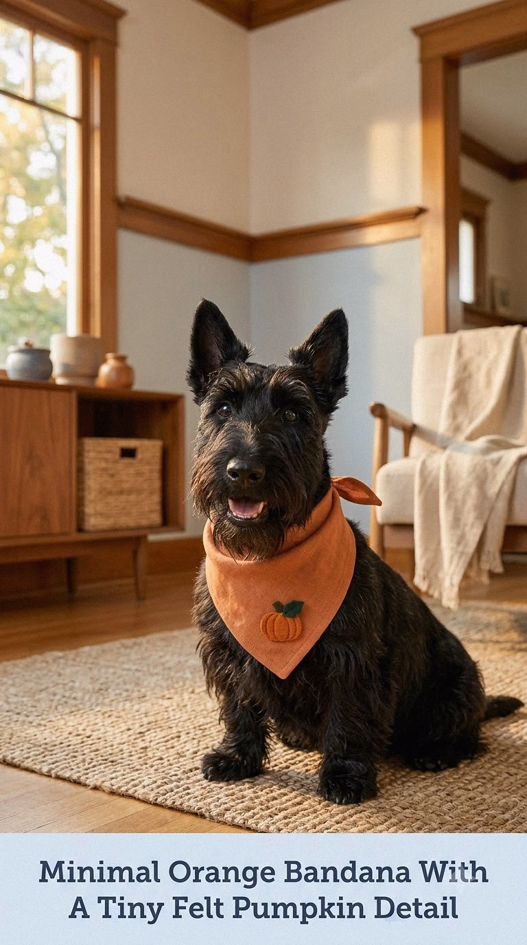 Minimal Orange Bandana With A Tiny Felt Pumpkin Detail