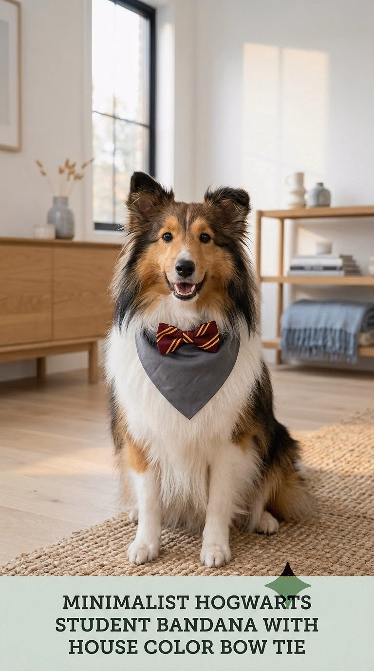 Minimalist Hogwarts Student Bandana With House Color Bow Tie
