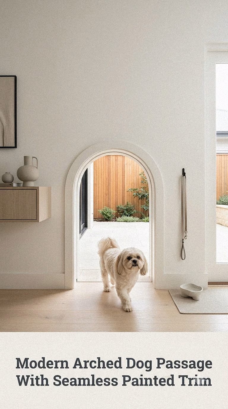 Modern Arched Dog Passage With Seamless Painted Trim