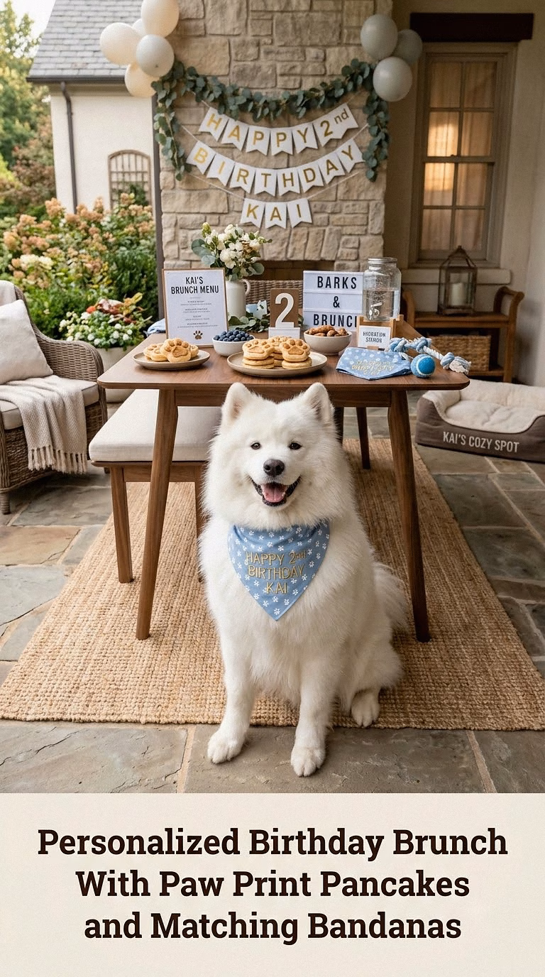 Personalized Birthday Brunch With Paw Print Pancakes and Matching Bandanas