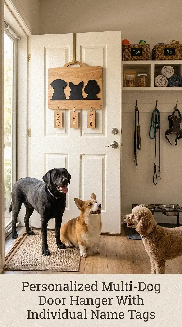 Personalized Multi-Dog Door Hanger With Individual Name Tags