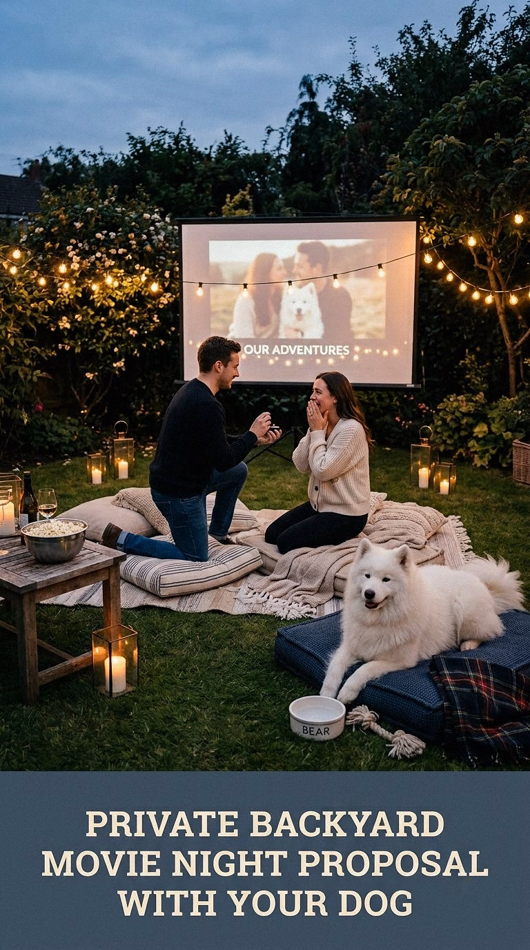 Private Backyard Movie Night Proposal With Your Dog