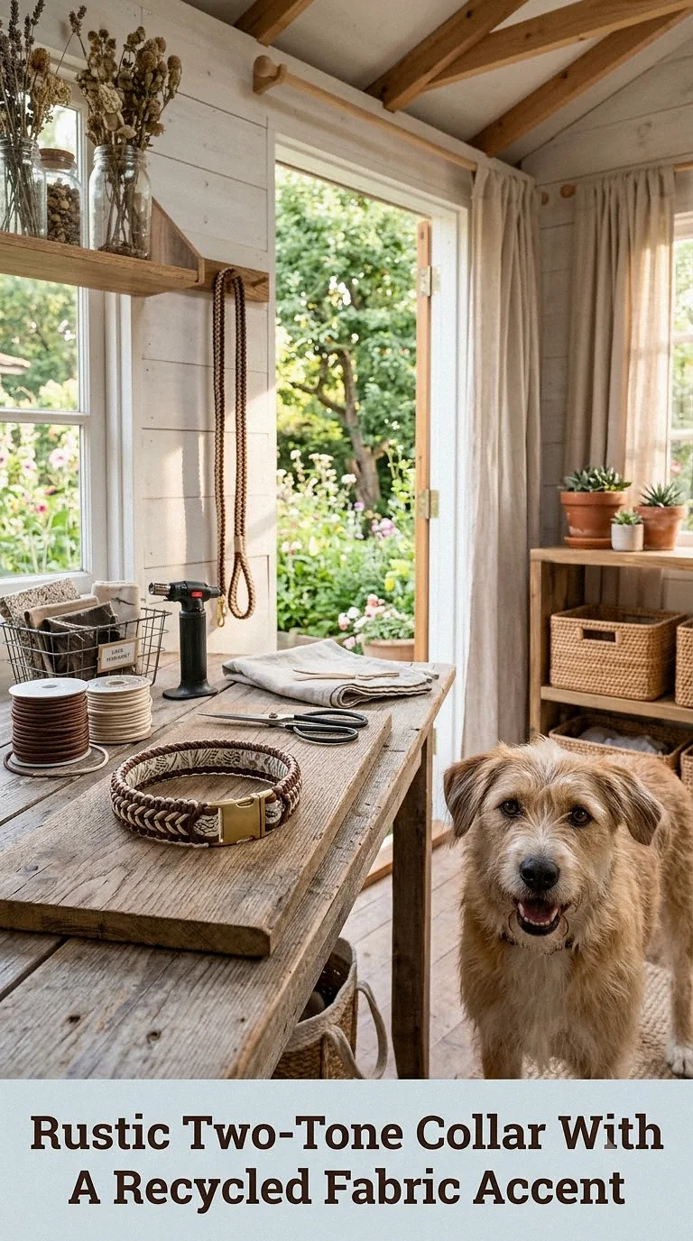 Rustic Two-Tone Collar With A Recycled Fabric Accent