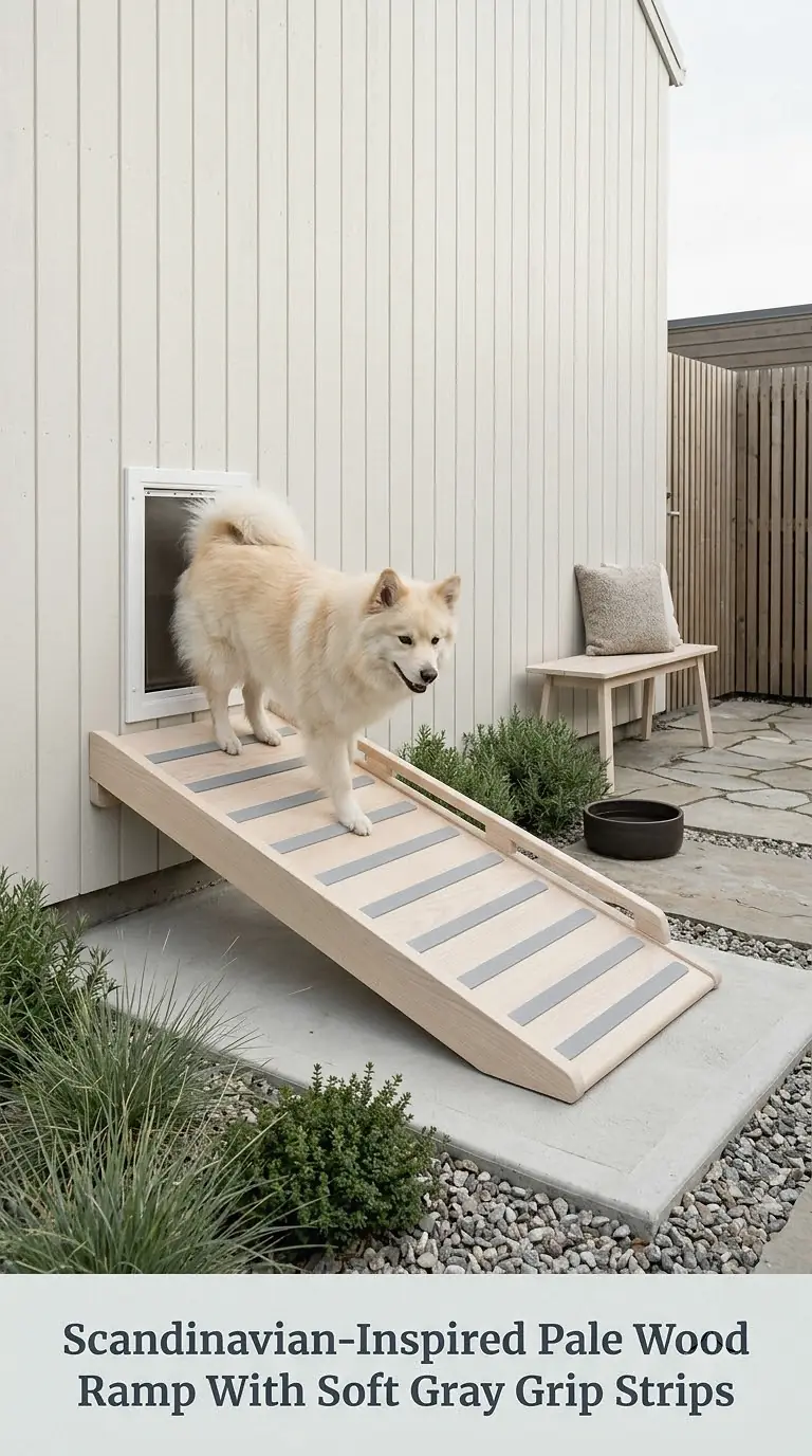 Scandinavian-Inspired Pale Wood Ramp With Soft Gray Grip Strips